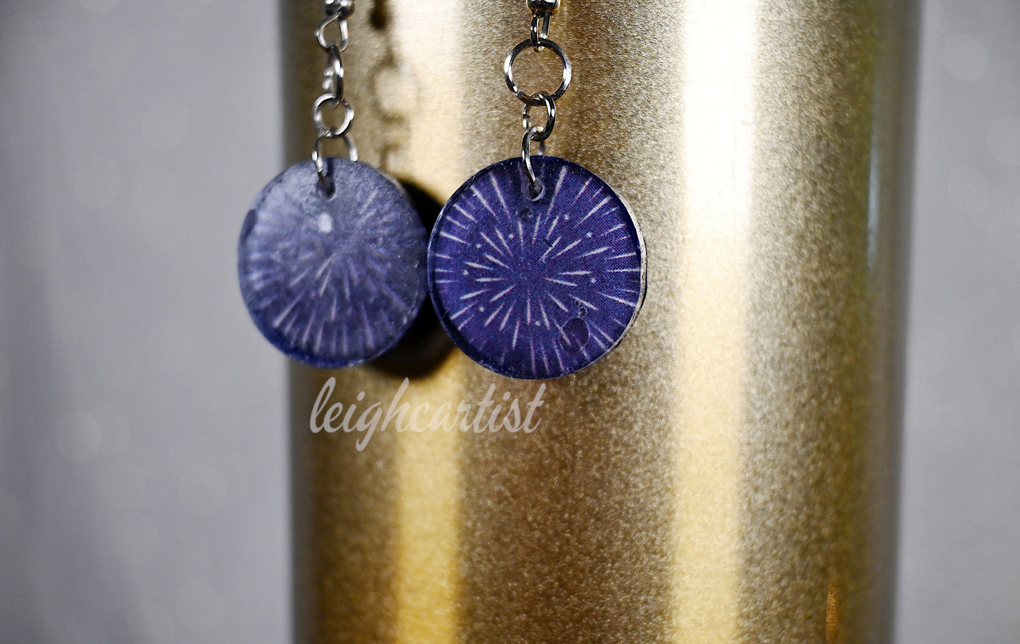 Fireworks Round Resin Dangle Earrings