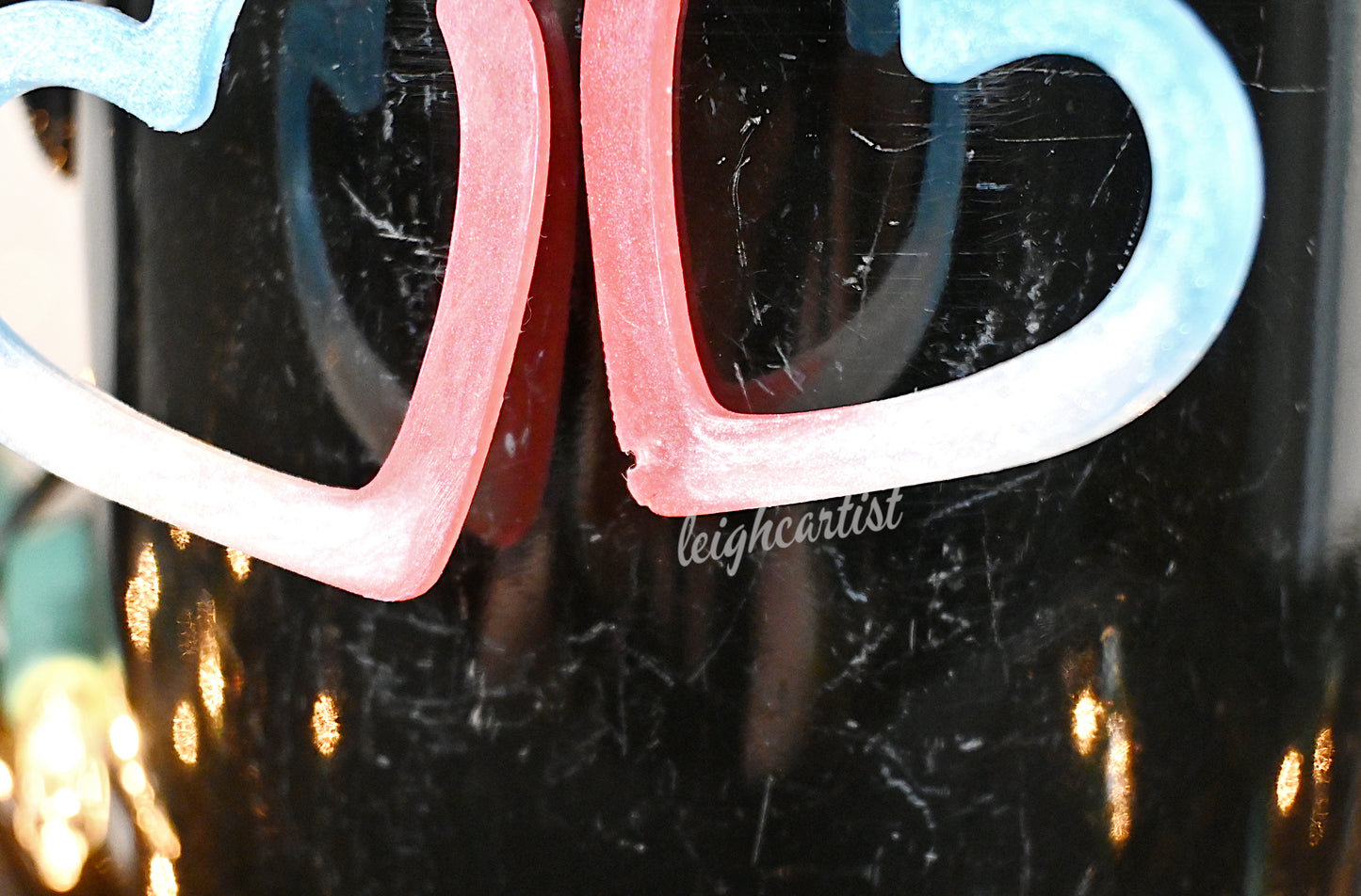 Blue White & Red Hollow Heart Resin Dangle Earrings