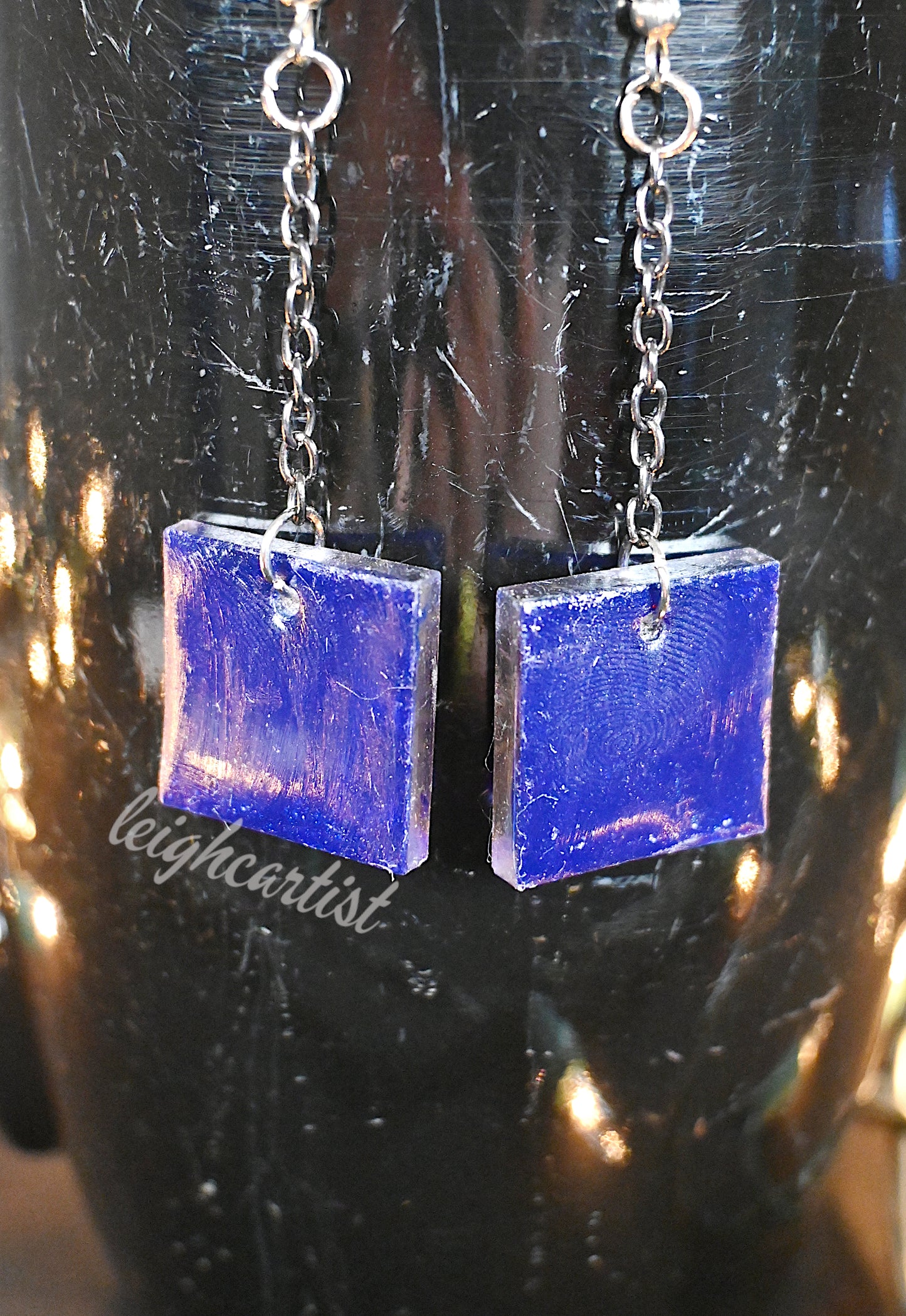 Fireworks Square Resin Dangle Earrings