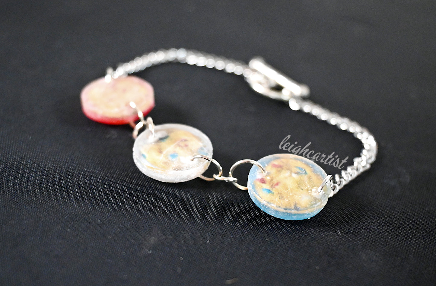 Red White & Blue Cookie Resin Charm Bracelet