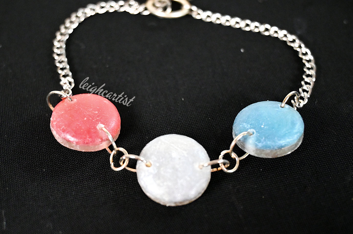 Red White & Blue Cookie Resin Charm Bracelet