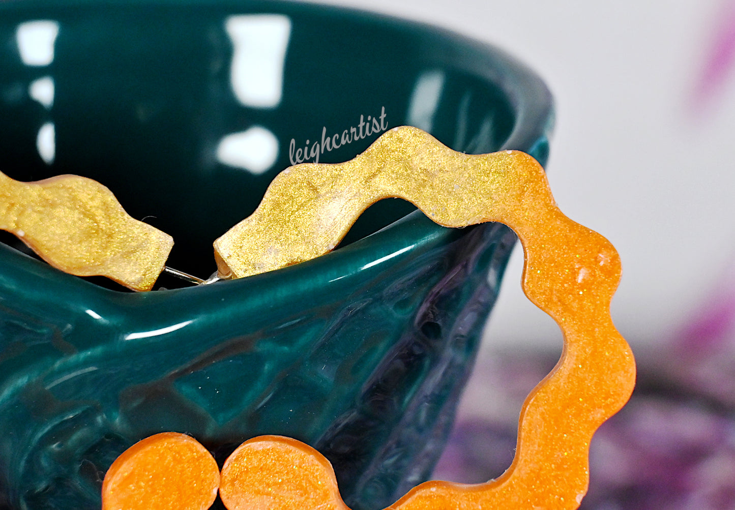Fiery Colors Resin Hoop Earrings