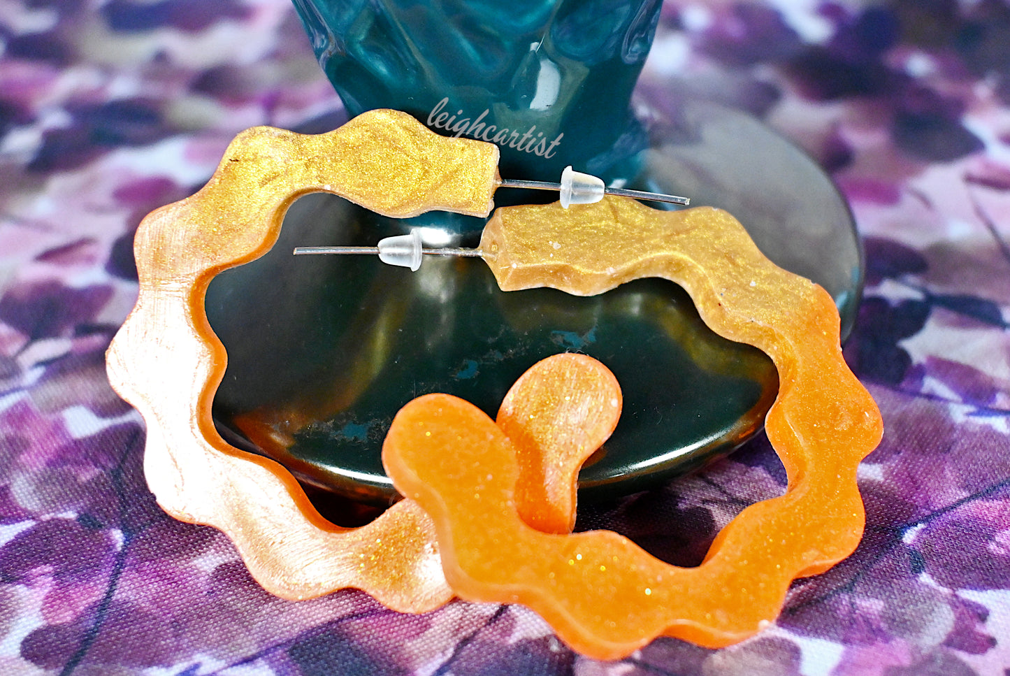 Fiery Colors Resin Hoop Earrings