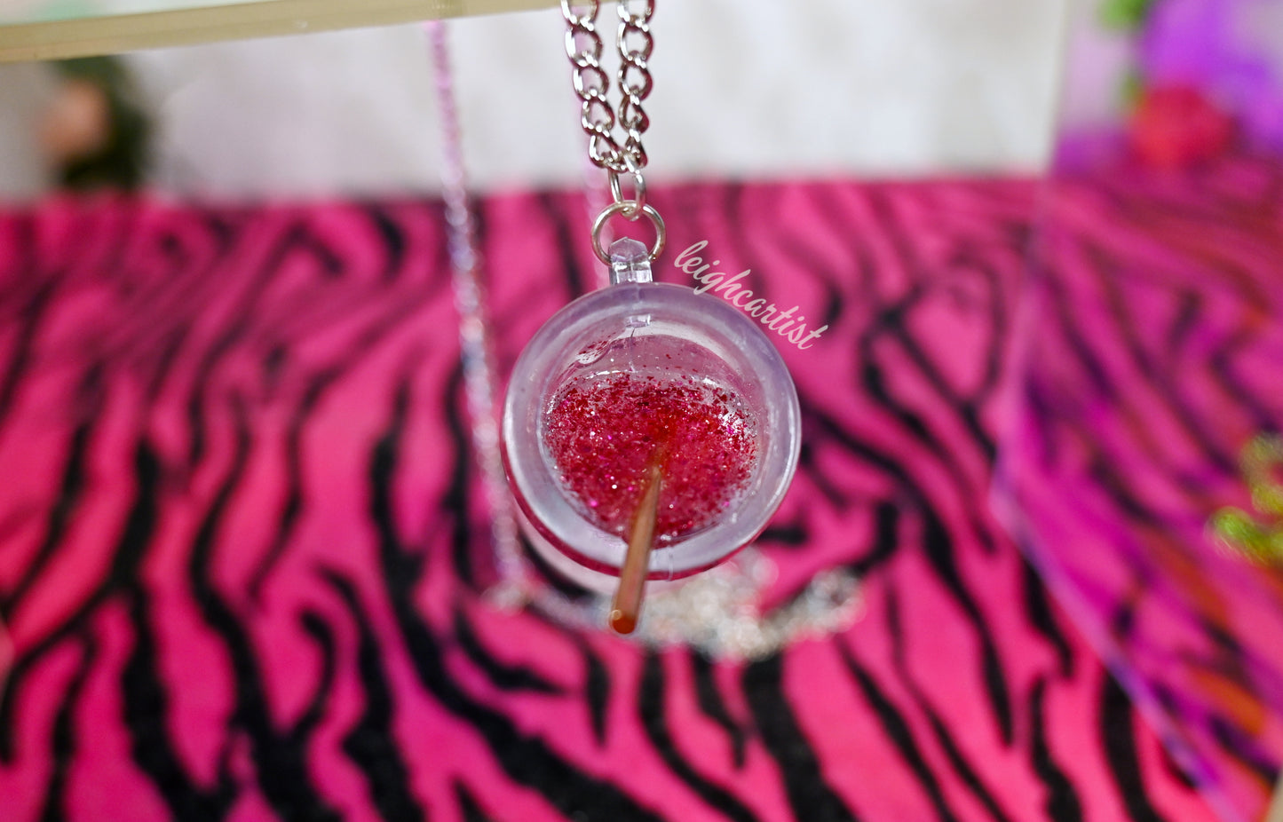 Pink Drink Resin Necklace