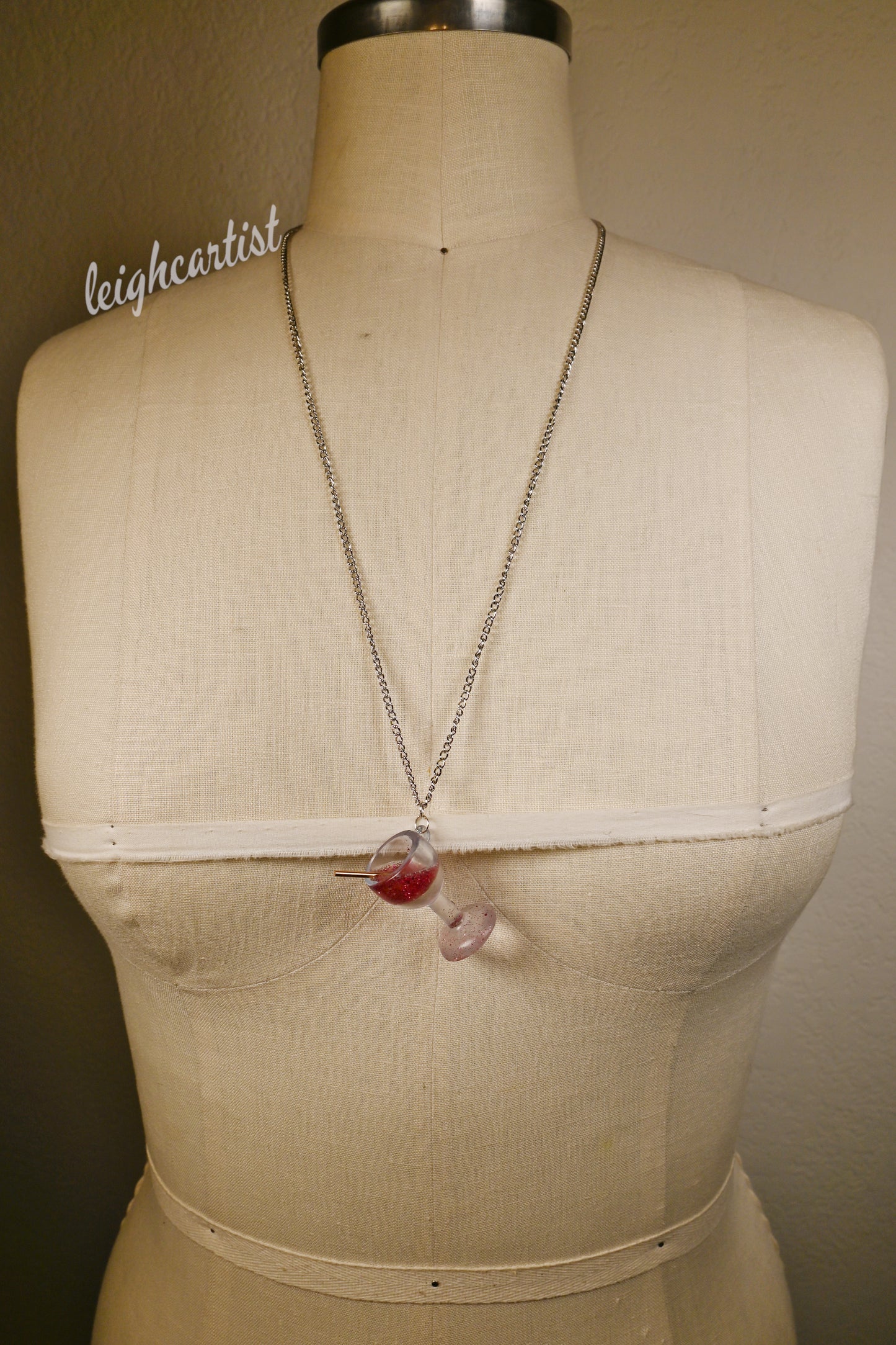Pink Drink Resin Necklace
