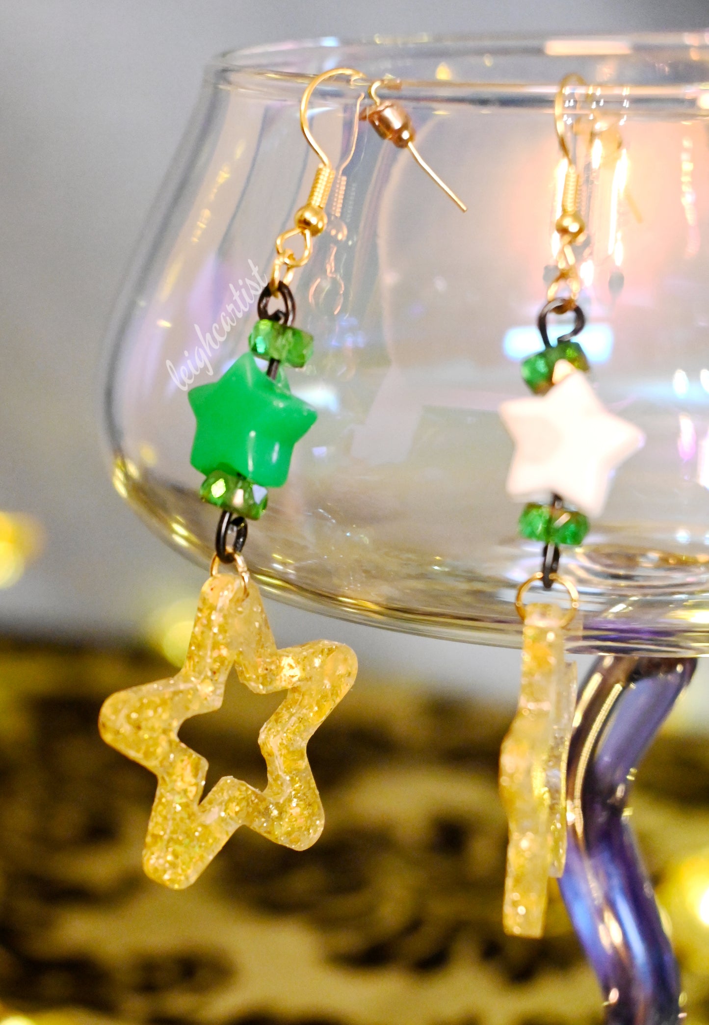 Starry Beaded Resin Dangle Earrings