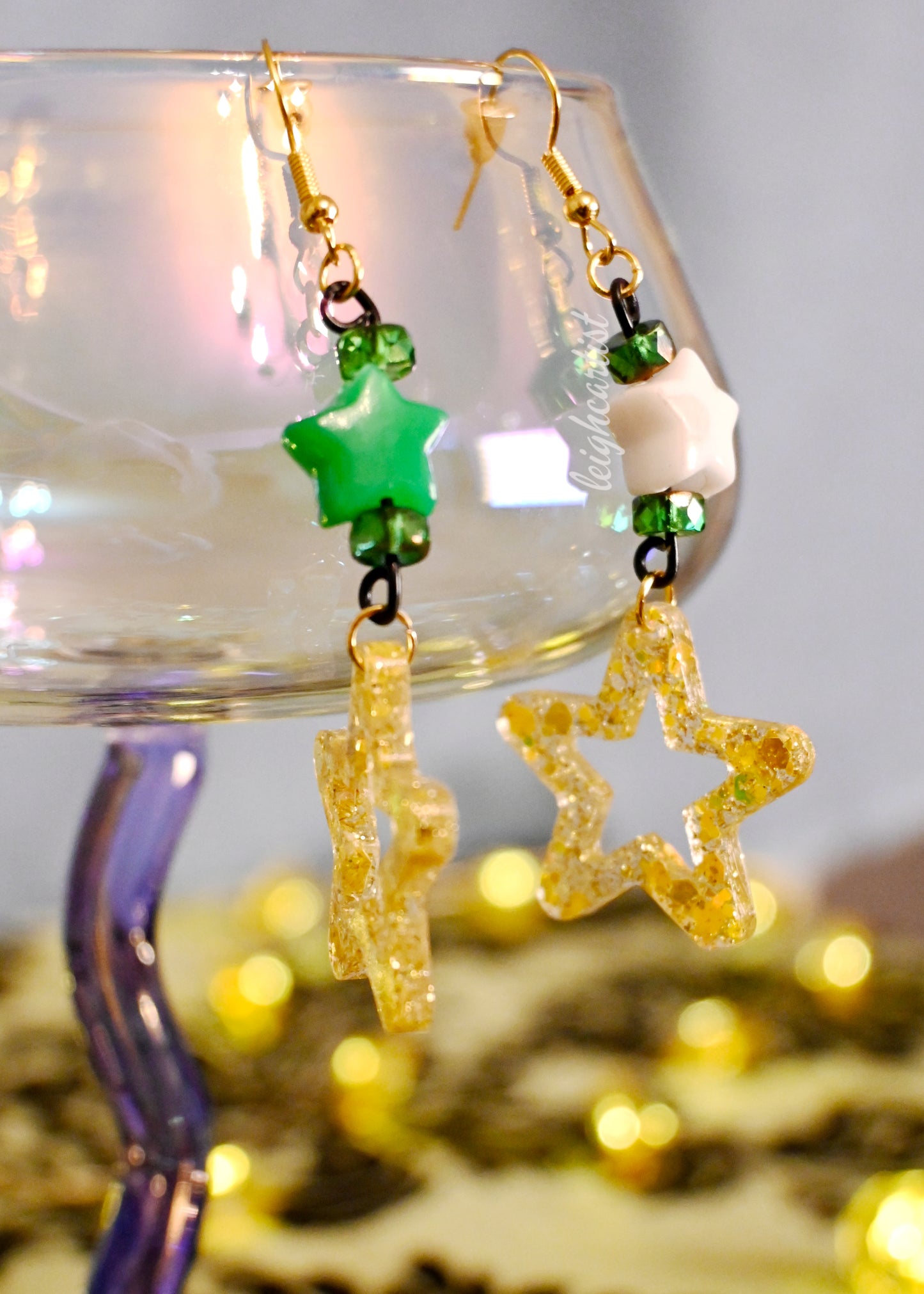 Starry Beaded Resin Dangle Earrings