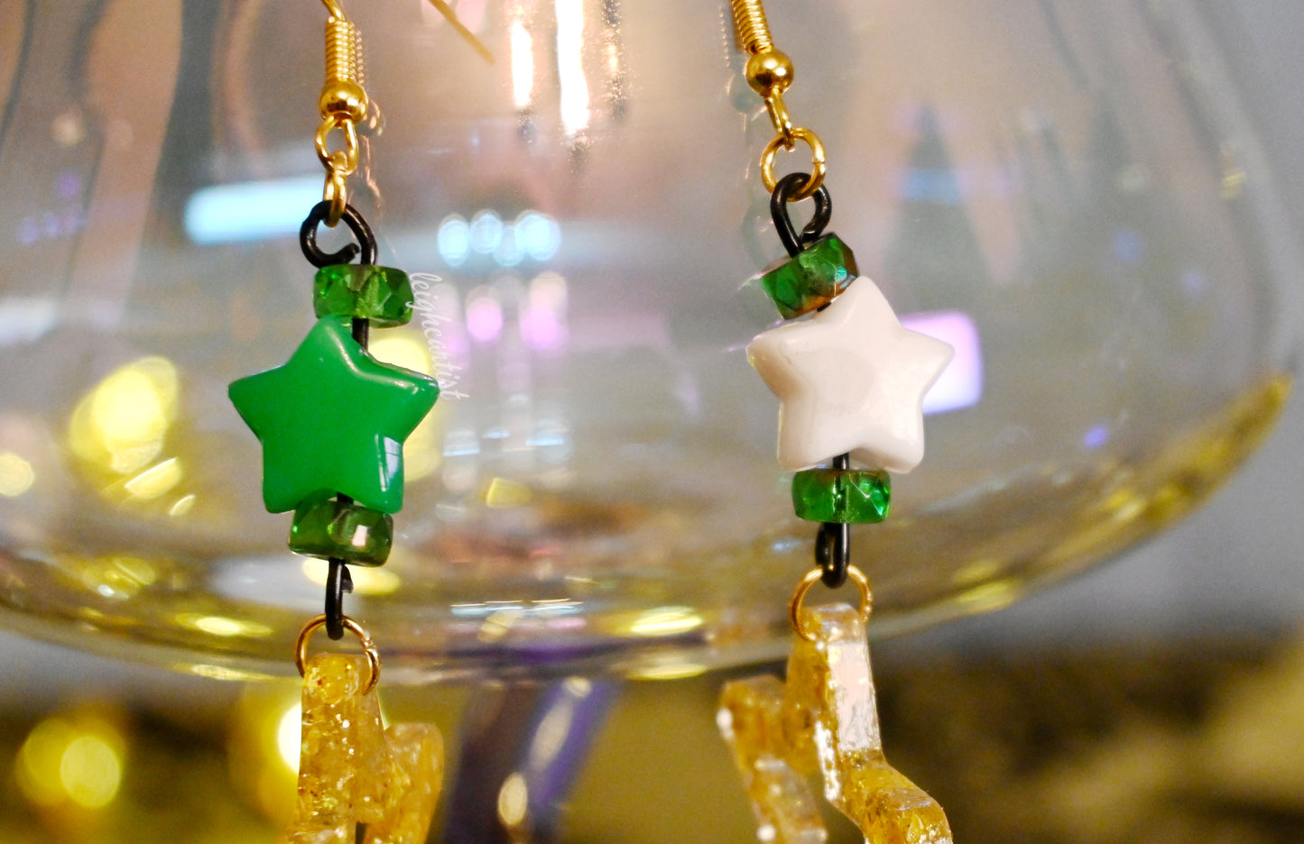 Starry Beaded Resin Dangle Earrings