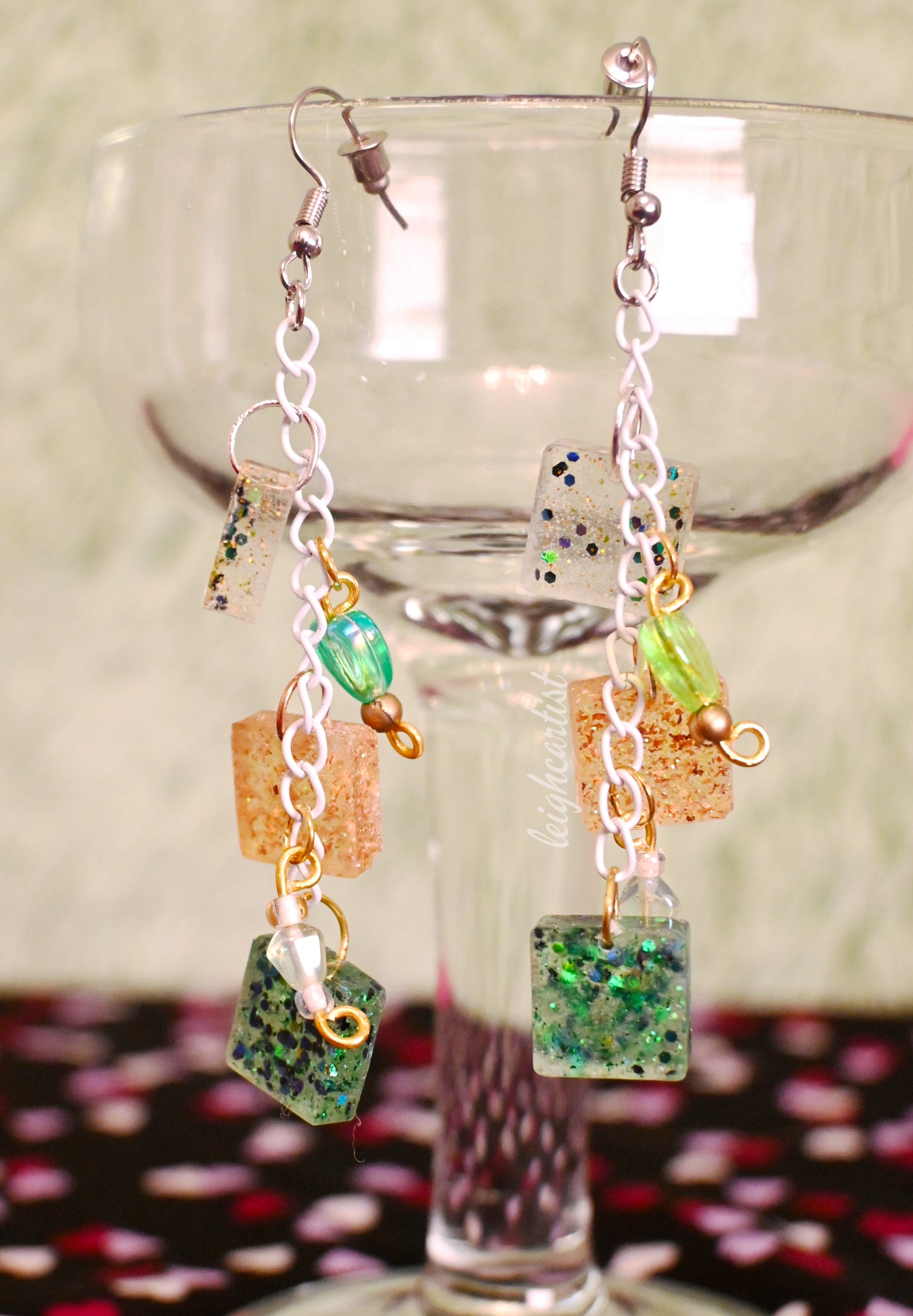 Glitter Cubed Resin Dangle Earrings