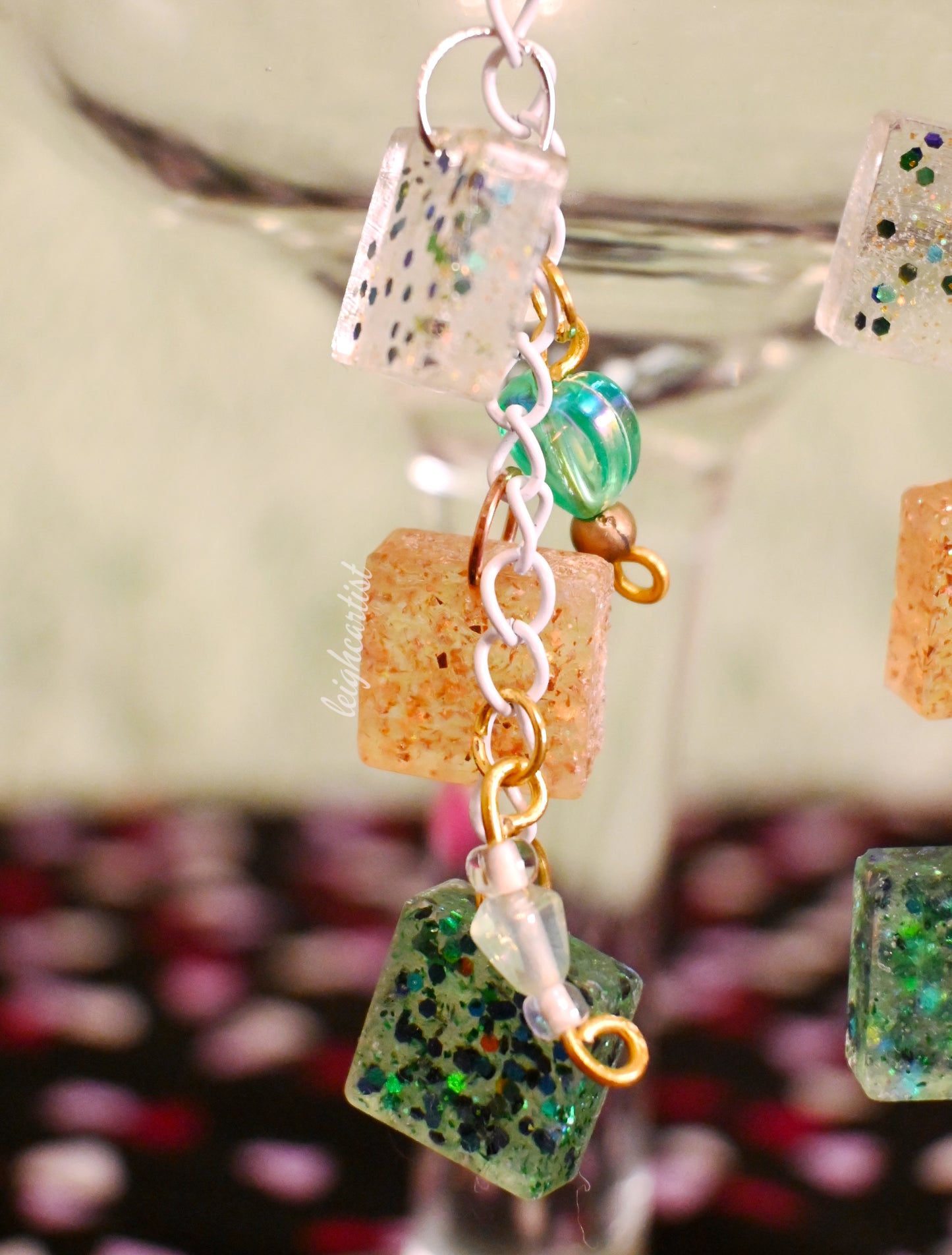 Glitter Cubed Resin Dangle Earrings
