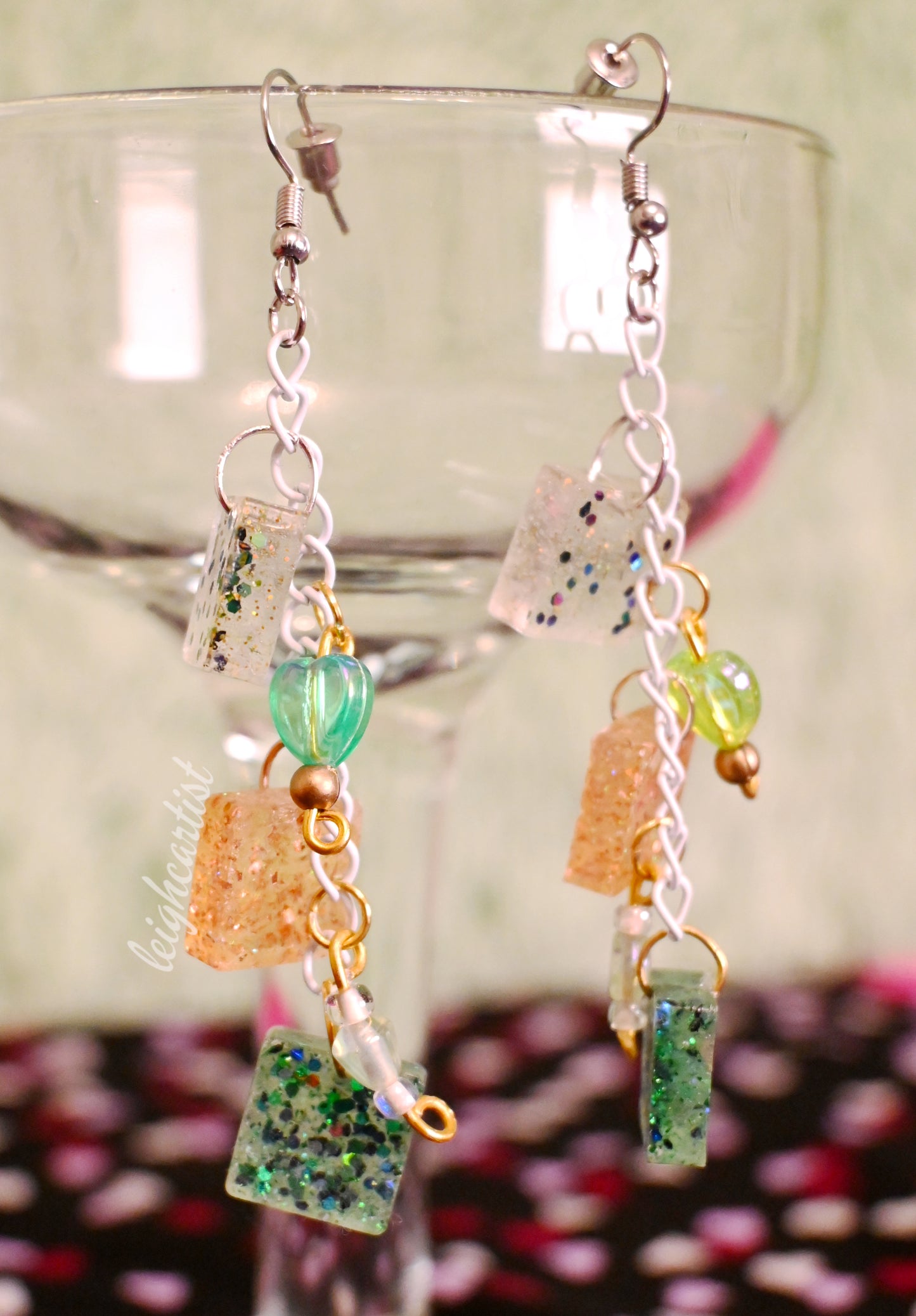 Glitter Cubed Resin Dangle Earrings