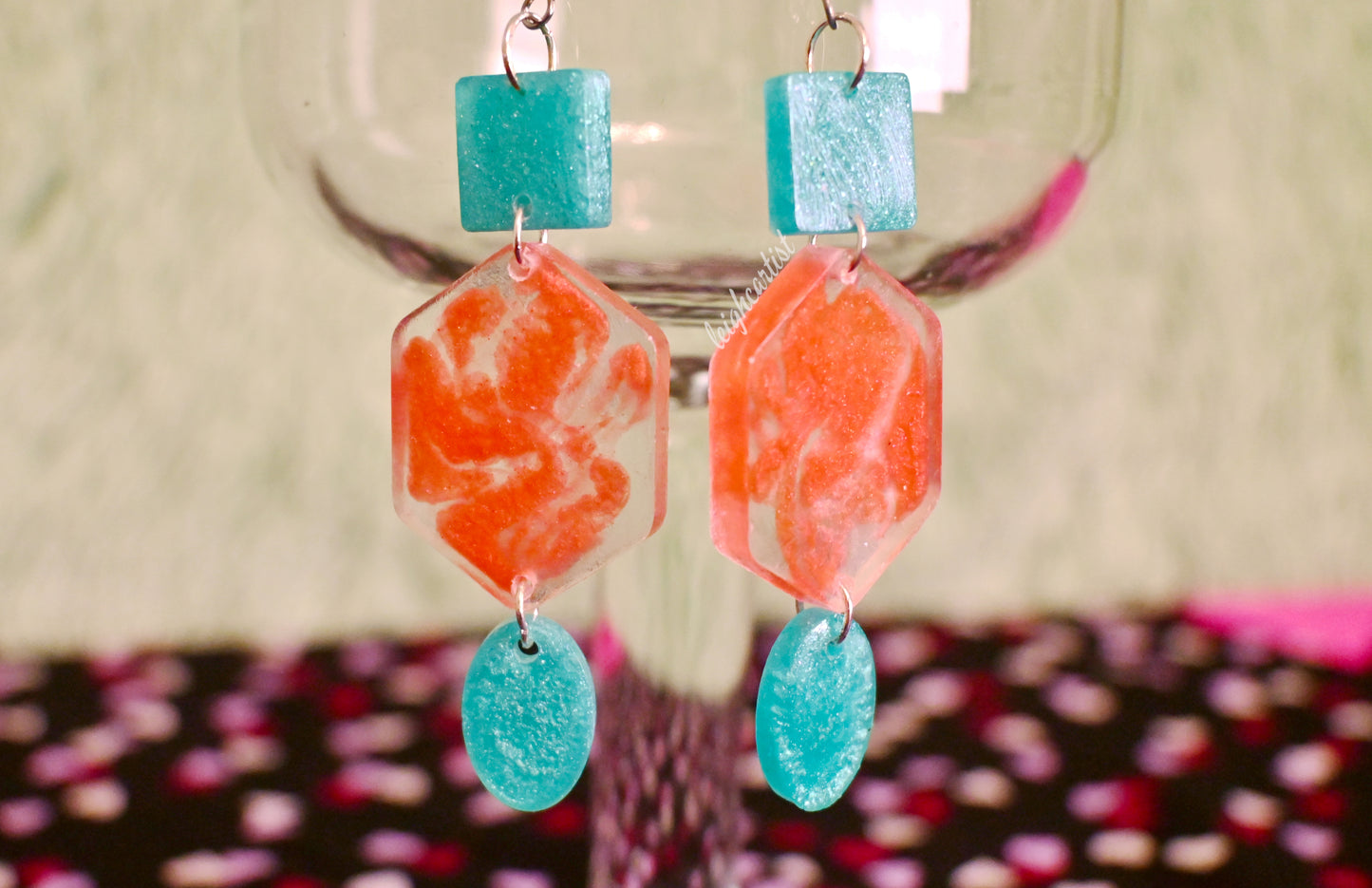 Bright Geometric Resin Dangle Earrings