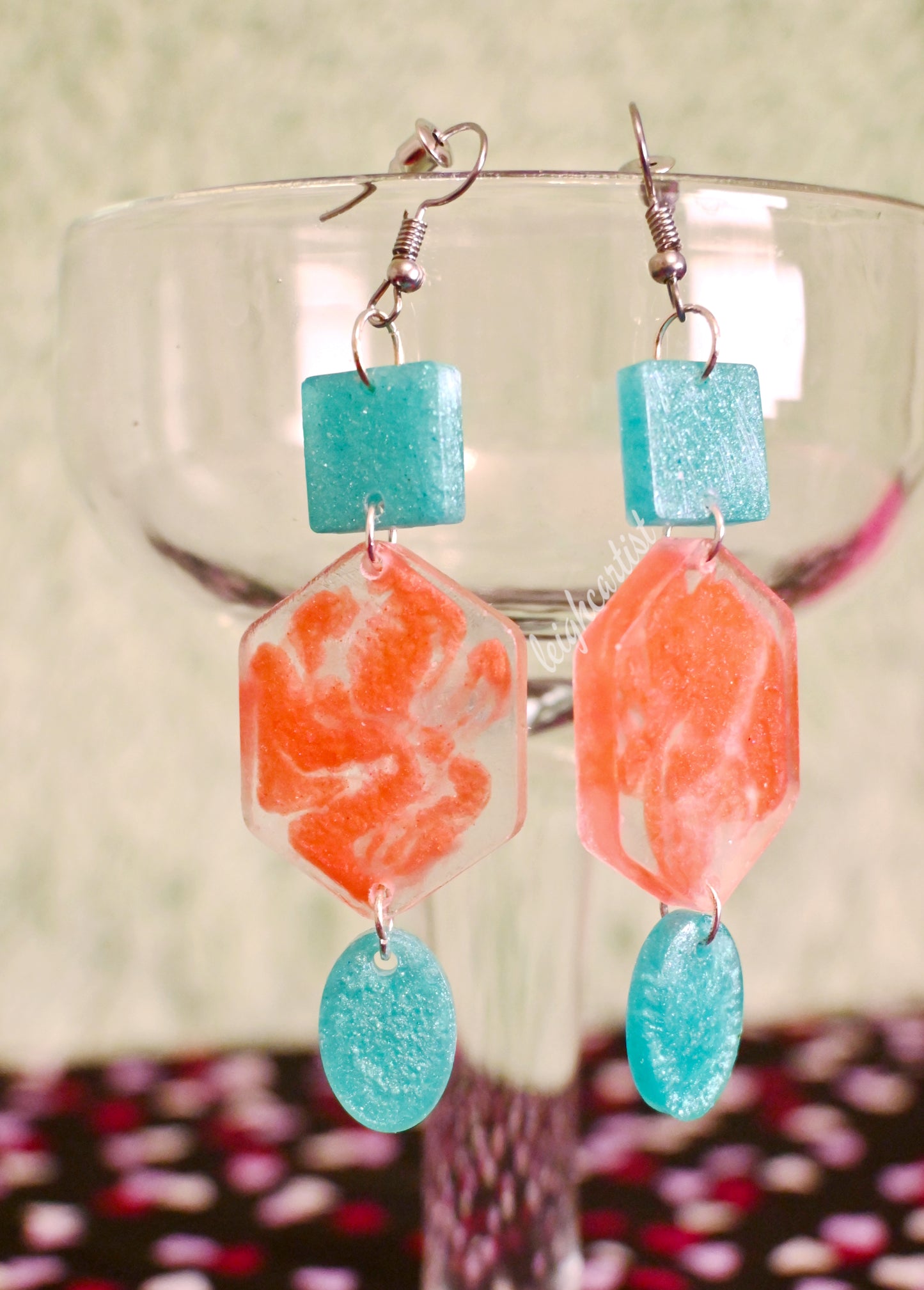 Bright Geometric Resin Dangle Earrings