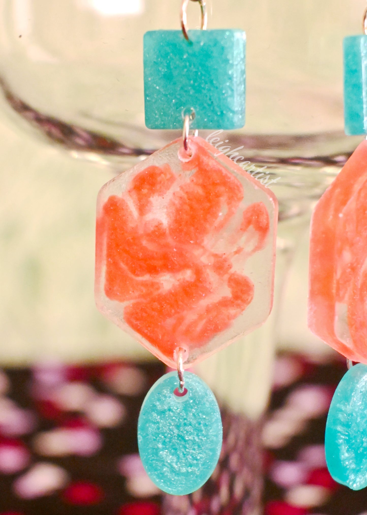 Bright Geometric Resin Dangle Earrings