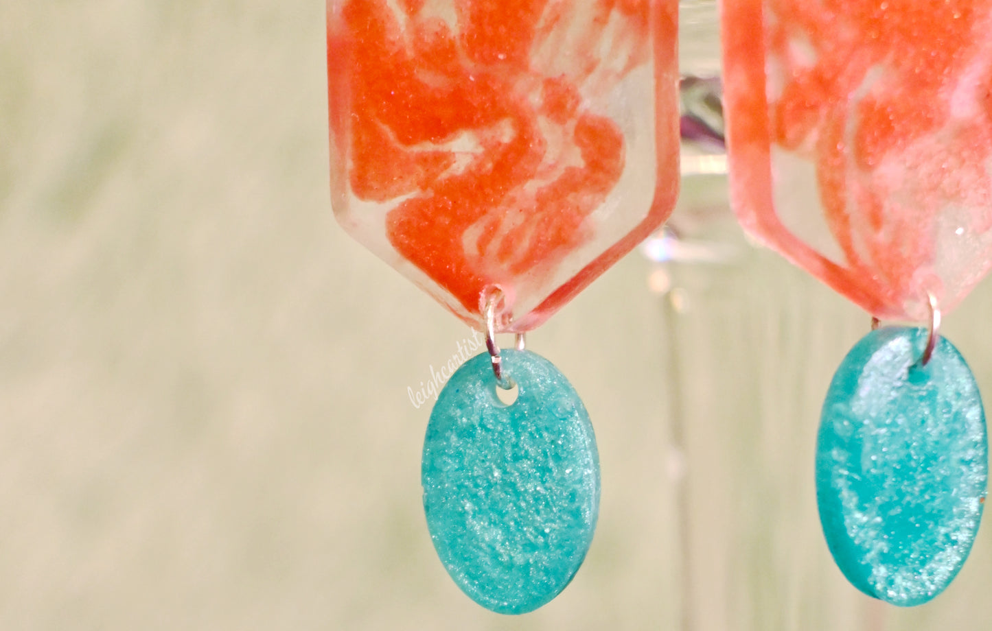 Bright Geometric Resin Dangle Earrings