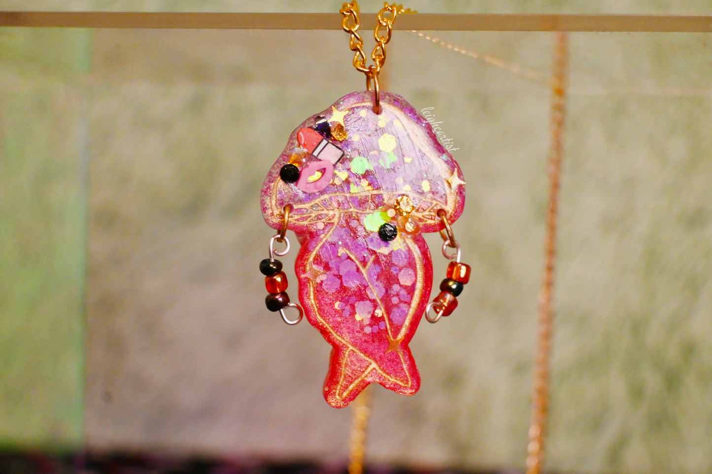 Girly Pop Mushroom Lady Resin Necklace
