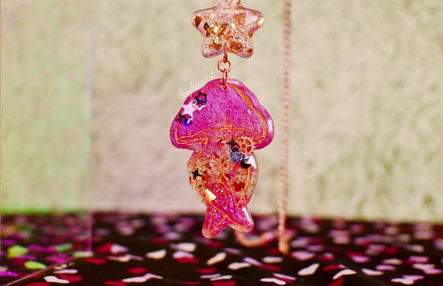 Steam-Powered Magic Mushroom Lady Resin Necklace