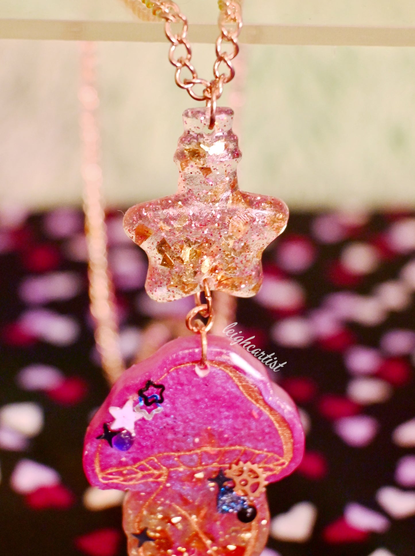Steam-Powered Magic Mushroom Lady Resin Necklace