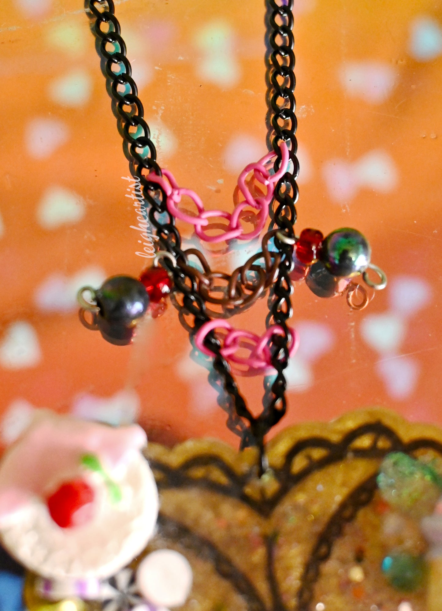 Golden Lace Resin Necklace