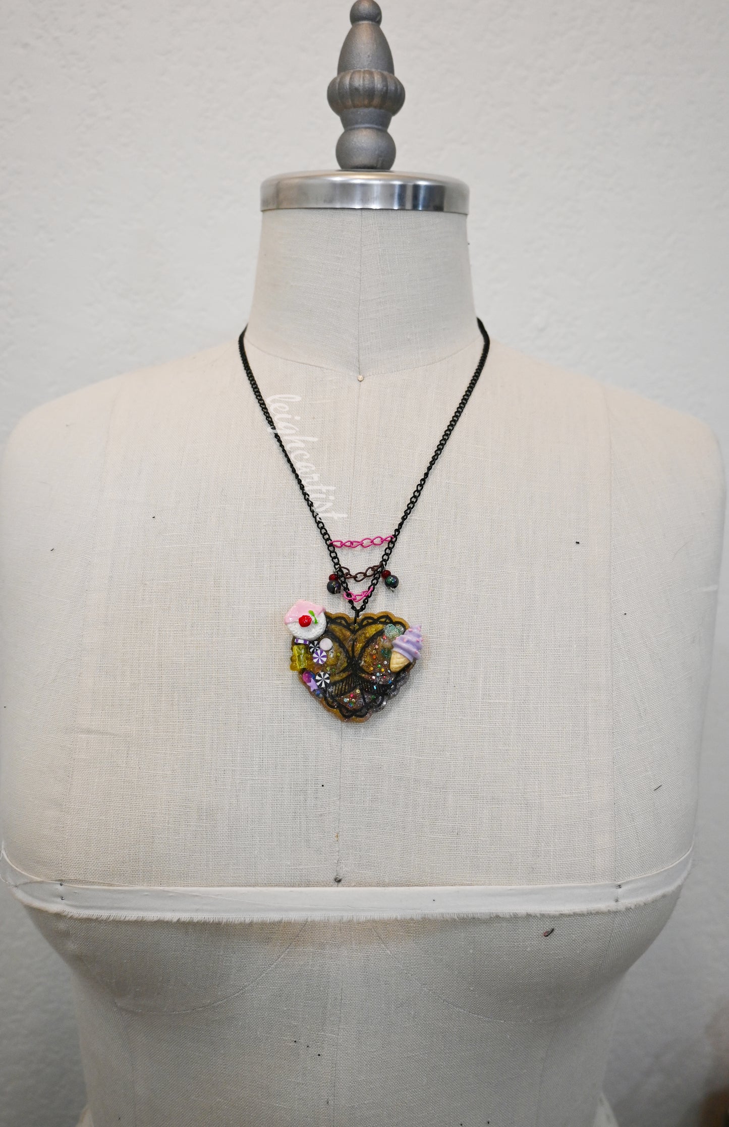 Golden Lace Resin Necklace