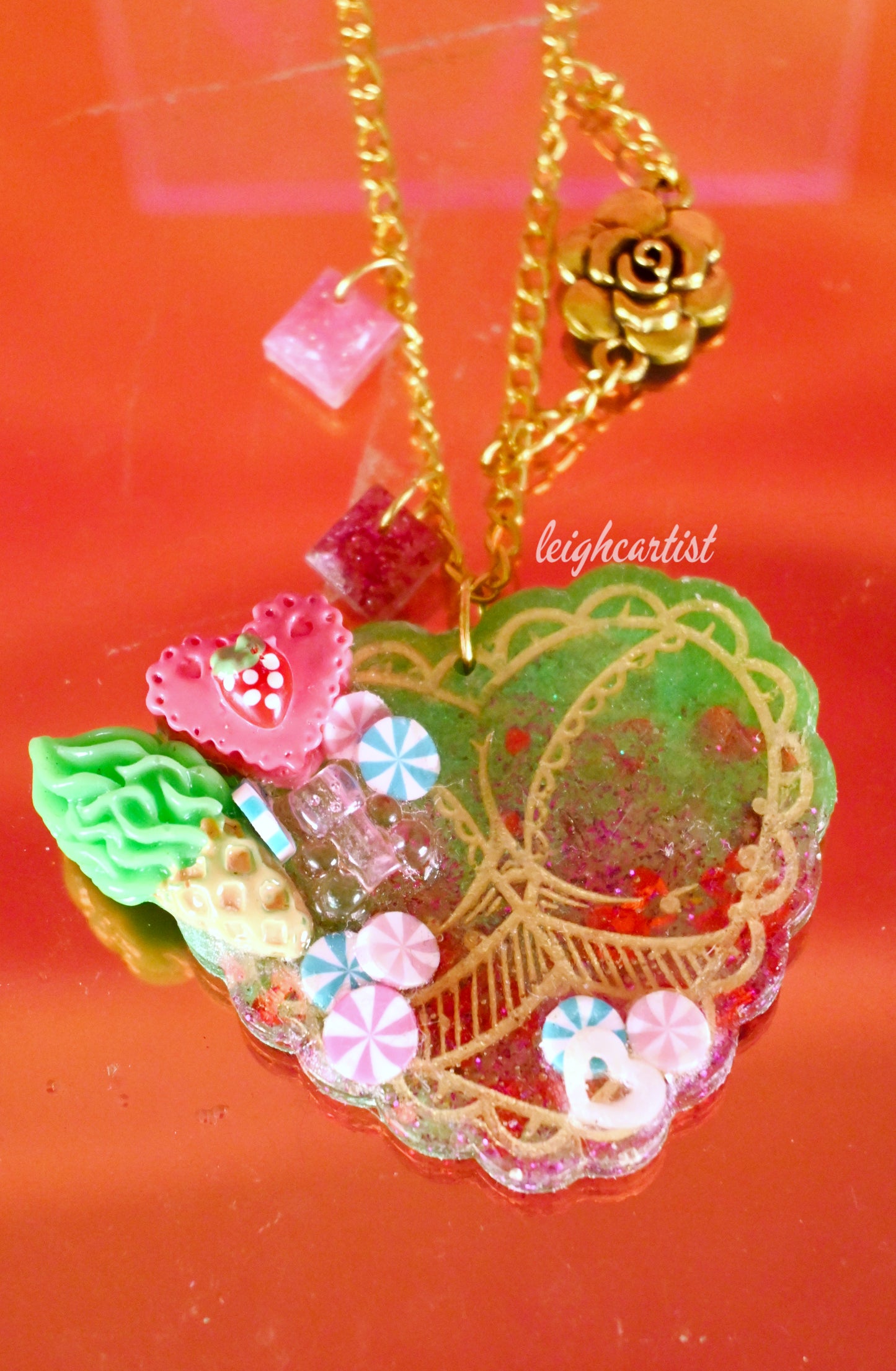 Decadent Green Dessert Resin Necklace