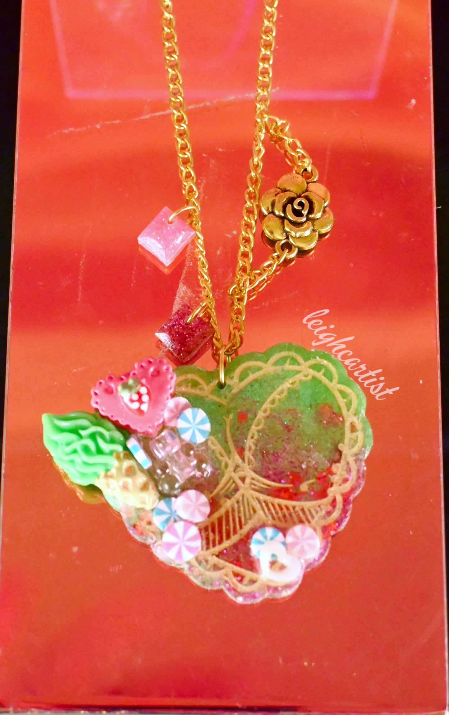Decadent Green Dessert Resin Necklace