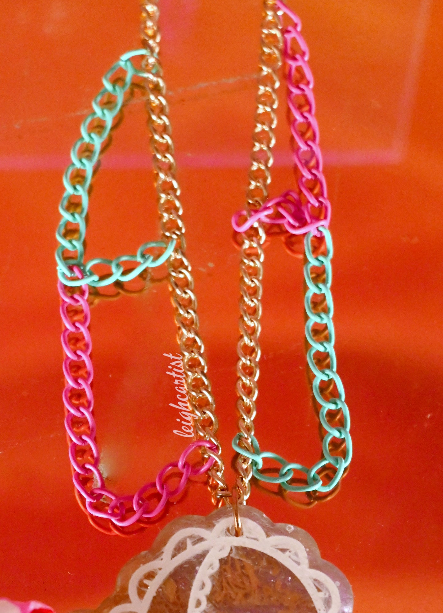 Pastels and Lace Resin Necklace