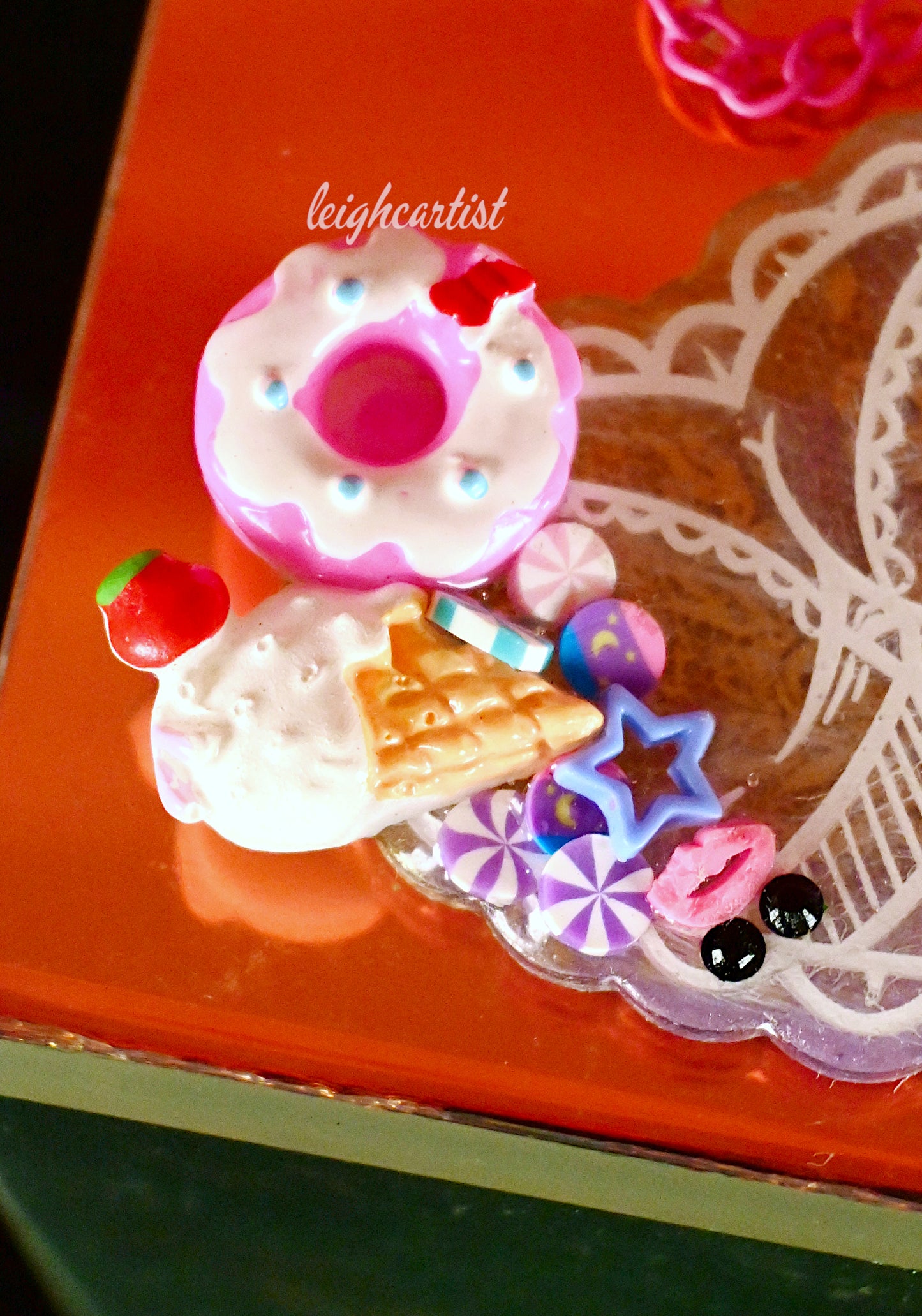 Pastels and Lace Resin Necklace