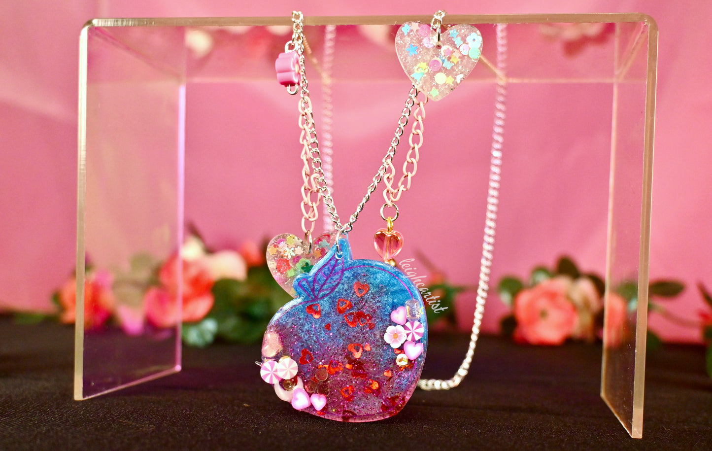 Blue Lovecore Peach Resin Necklace