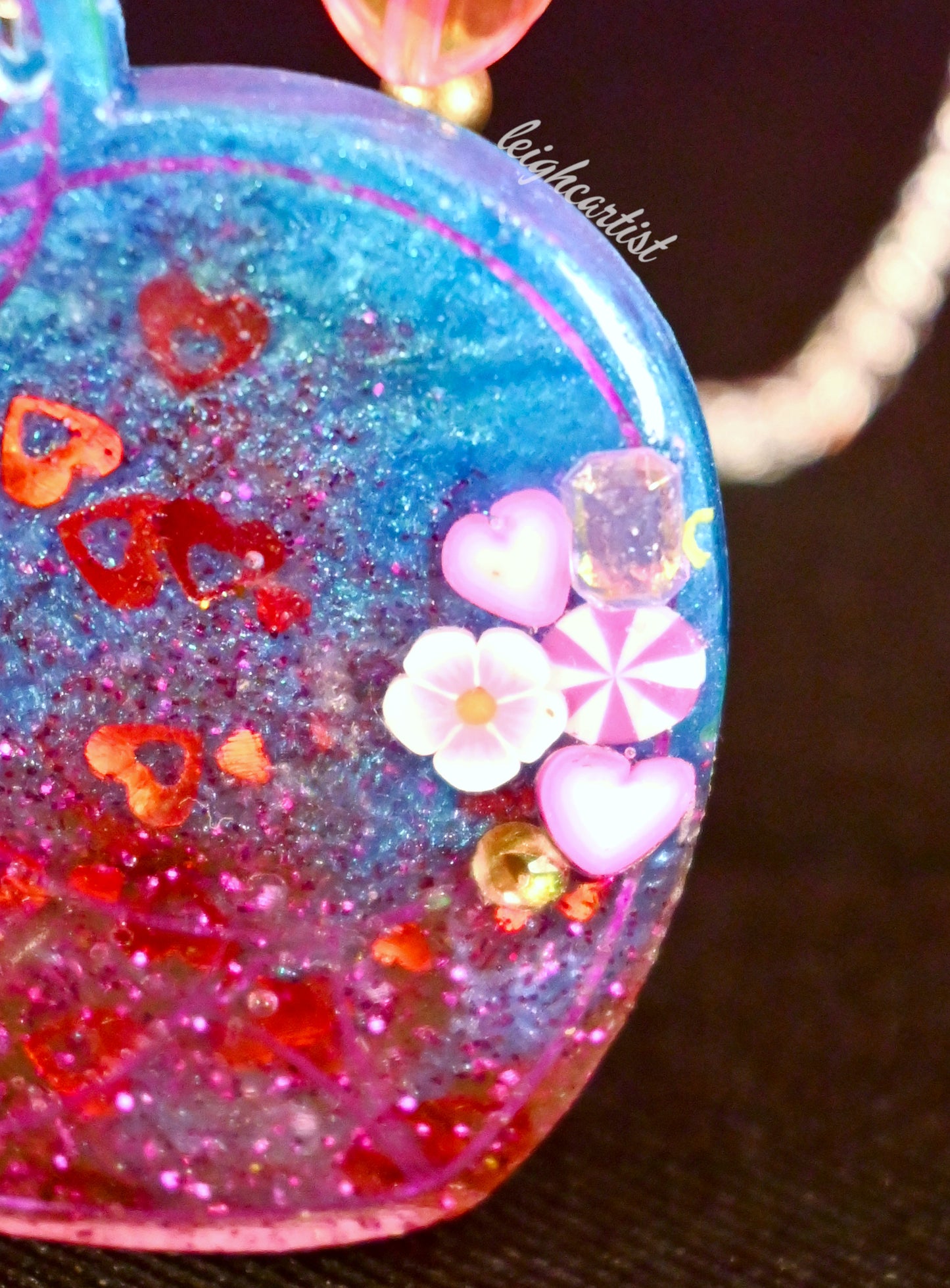 Blue Lovecore Peach Resin Necklace