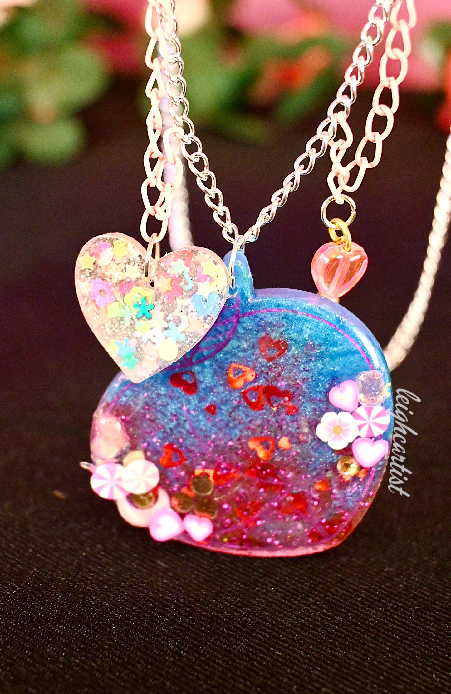 Blue Lovecore Peach Resin Necklace