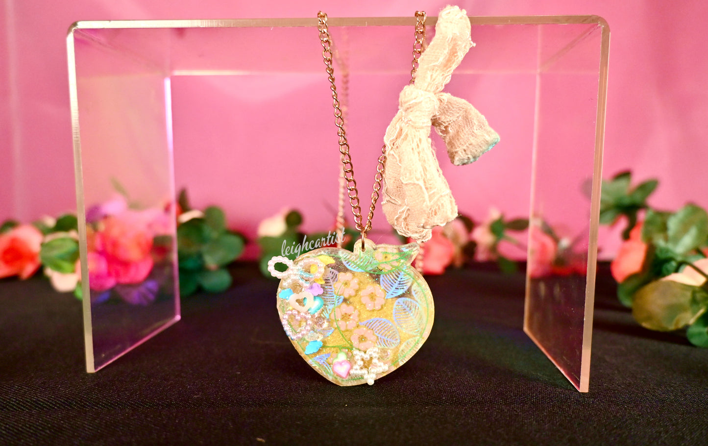Soft Pastel Peach Resin Necklace