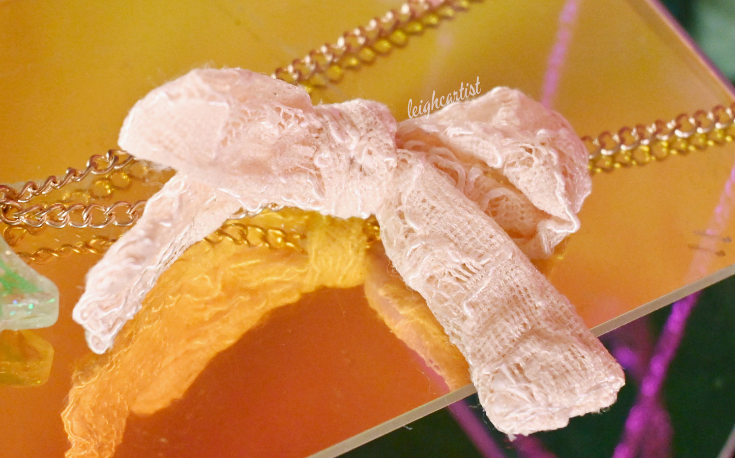 Soft Pastel Peach Resin Necklace
