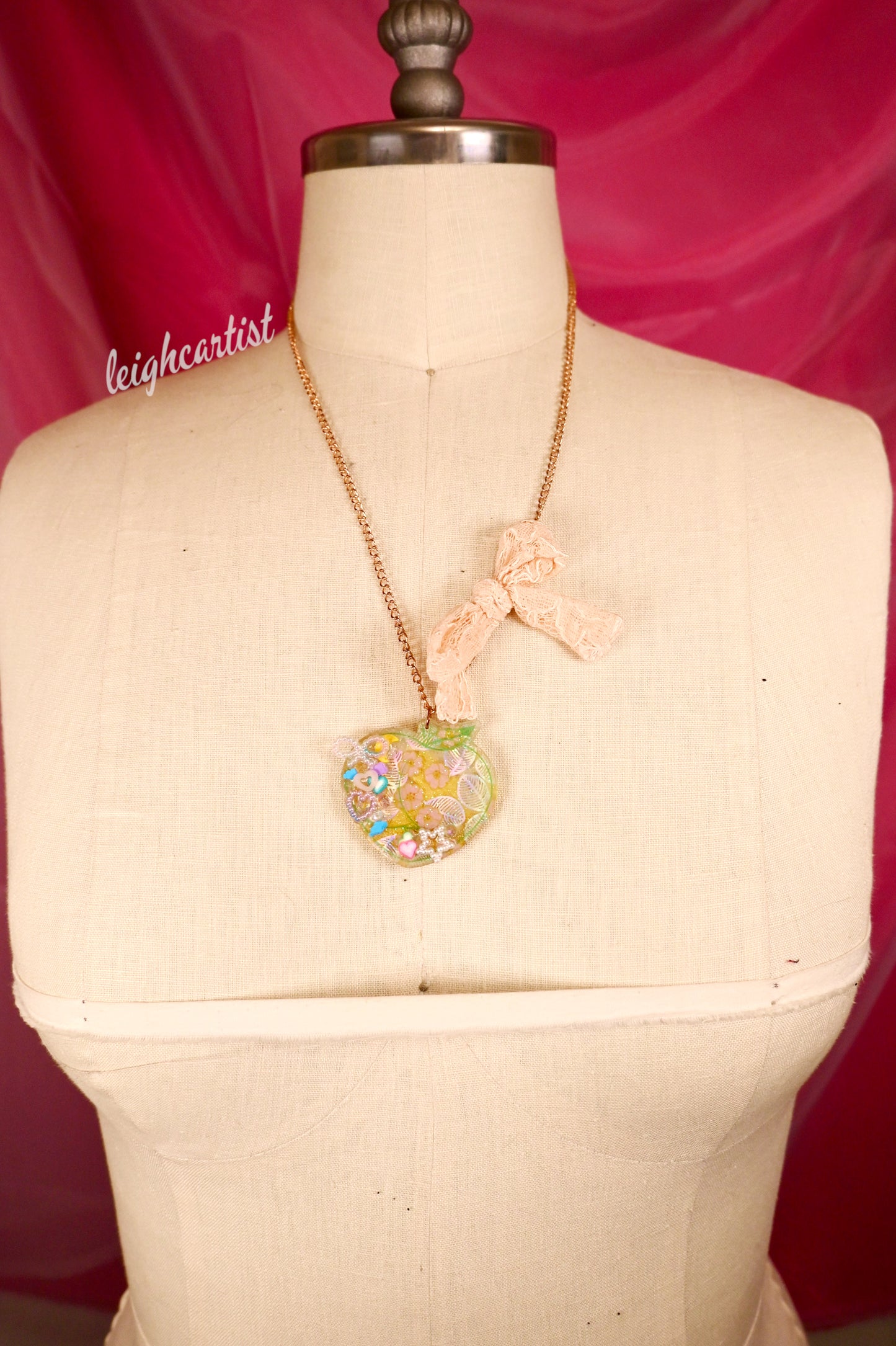 Soft Pastel Peach Resin Necklace