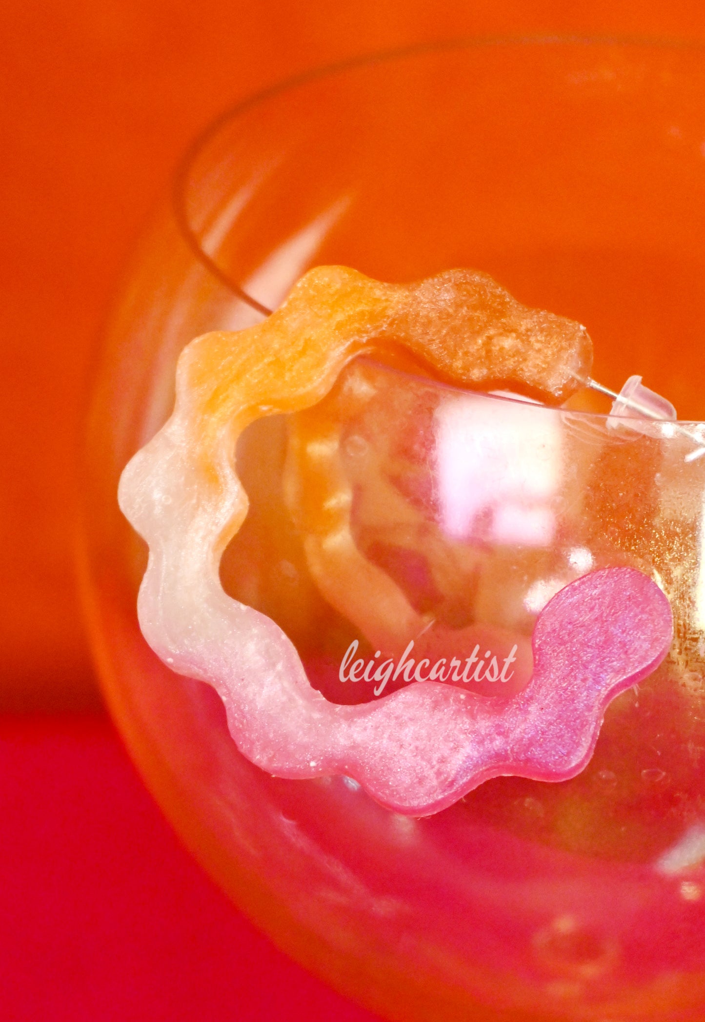 Lesbian Flag Wavy Resin Hoop Earrings
