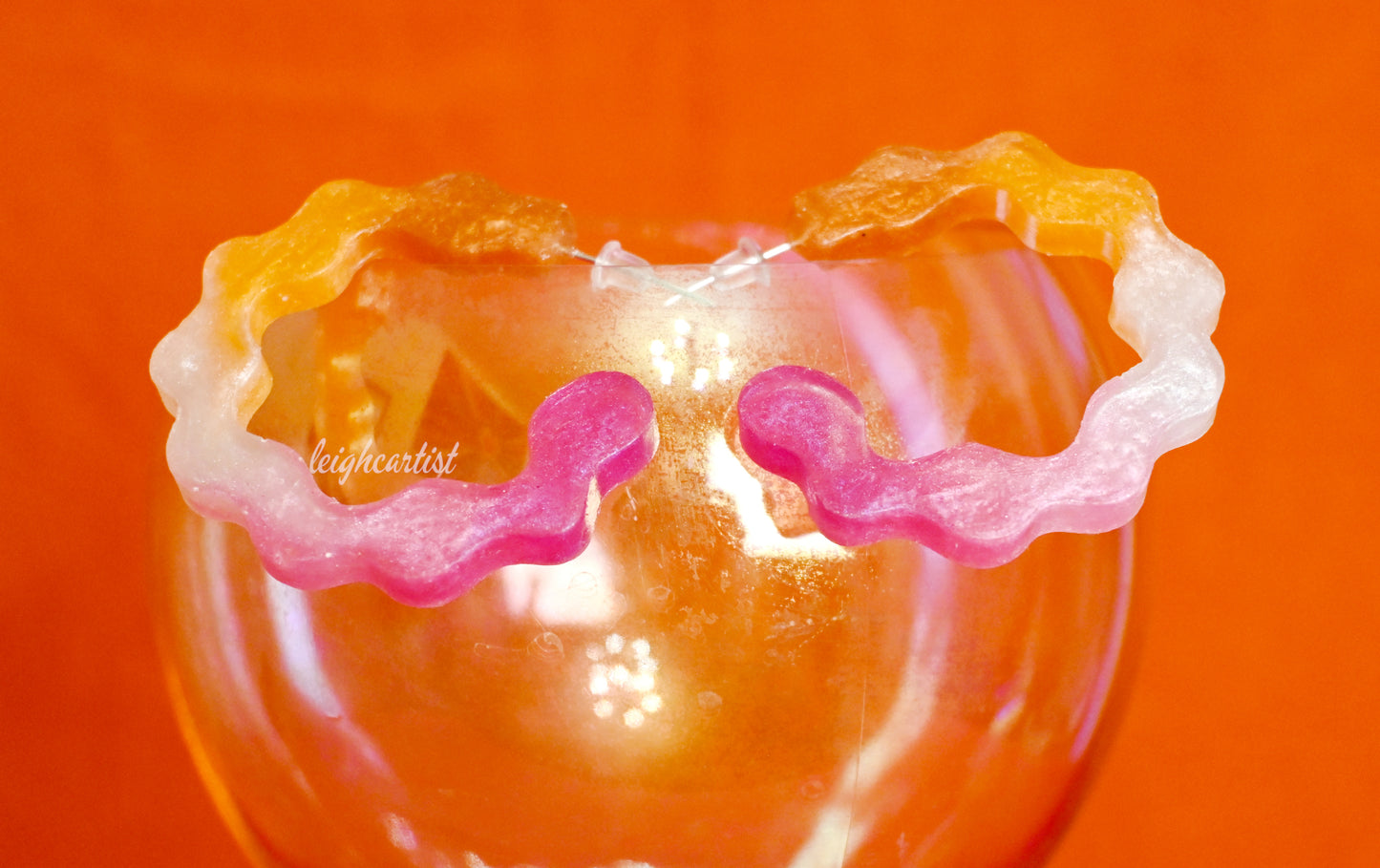Lesbian Flag Wavy Resin Hoop Earrings