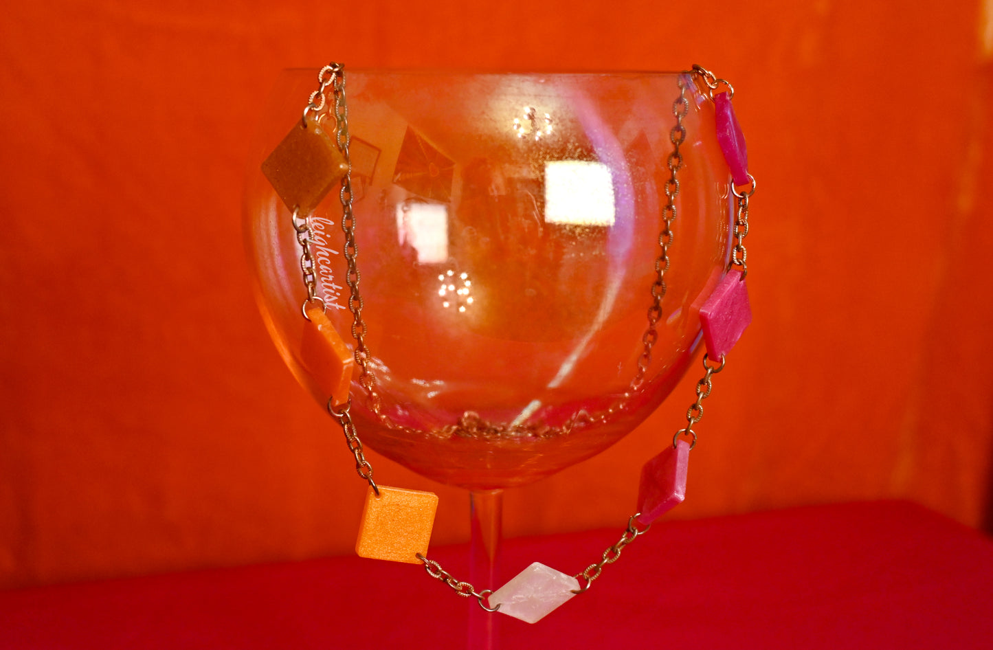 Lesbian Flag Diamond Shapes Resin Necklace