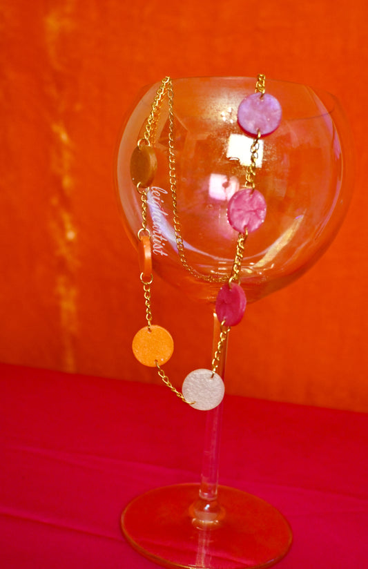 Lesbian Flag Circles Resin Necklace