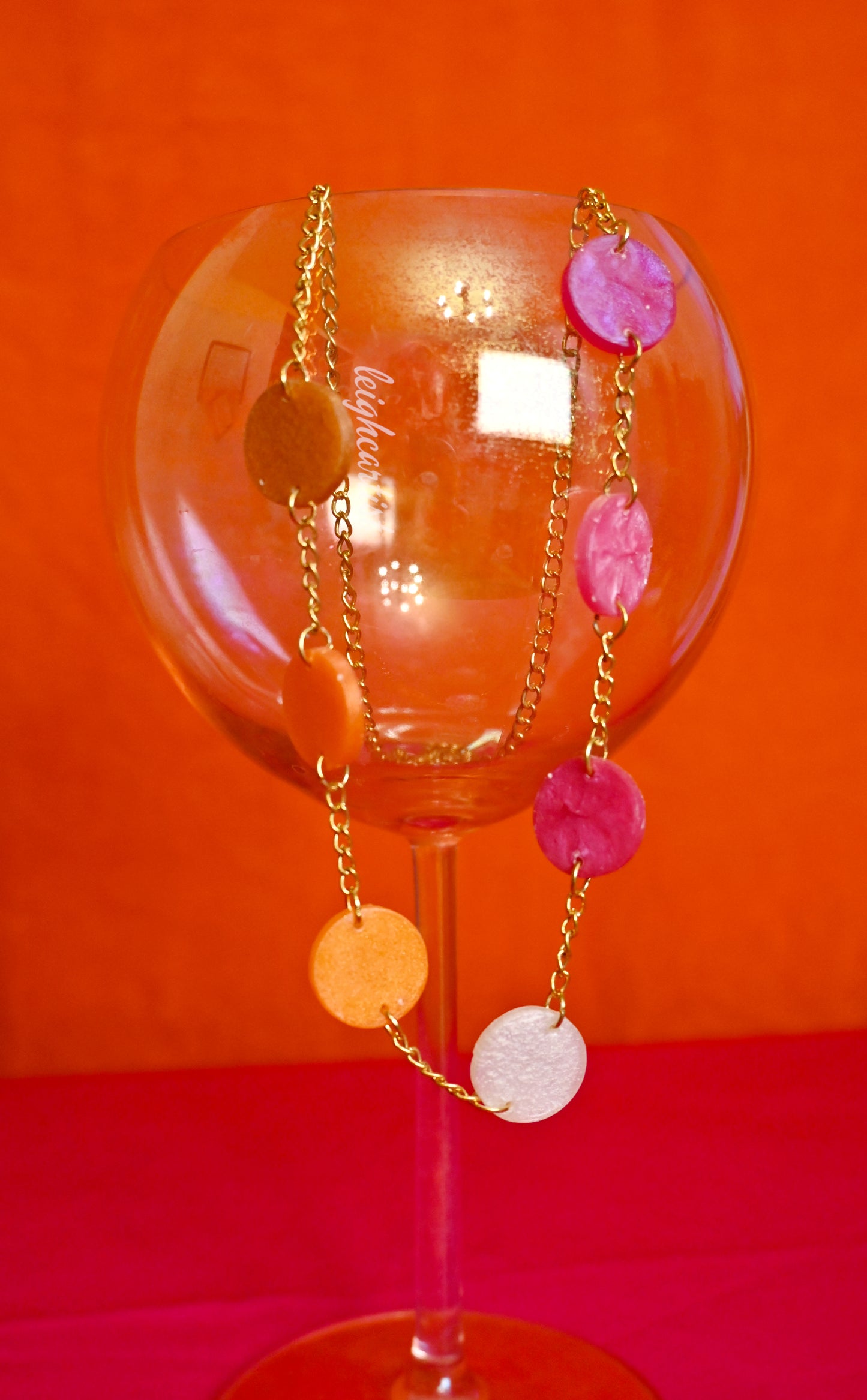Lesbian Flag Circles Resin Necklace