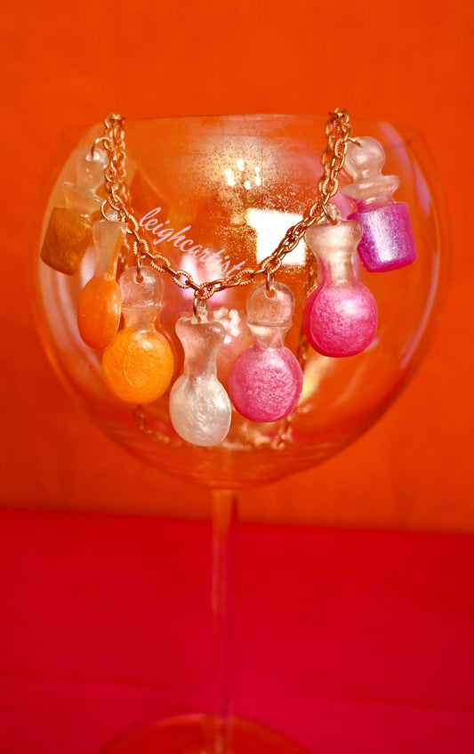 Lesbian Flag Potion Bottles Resin Necklace
