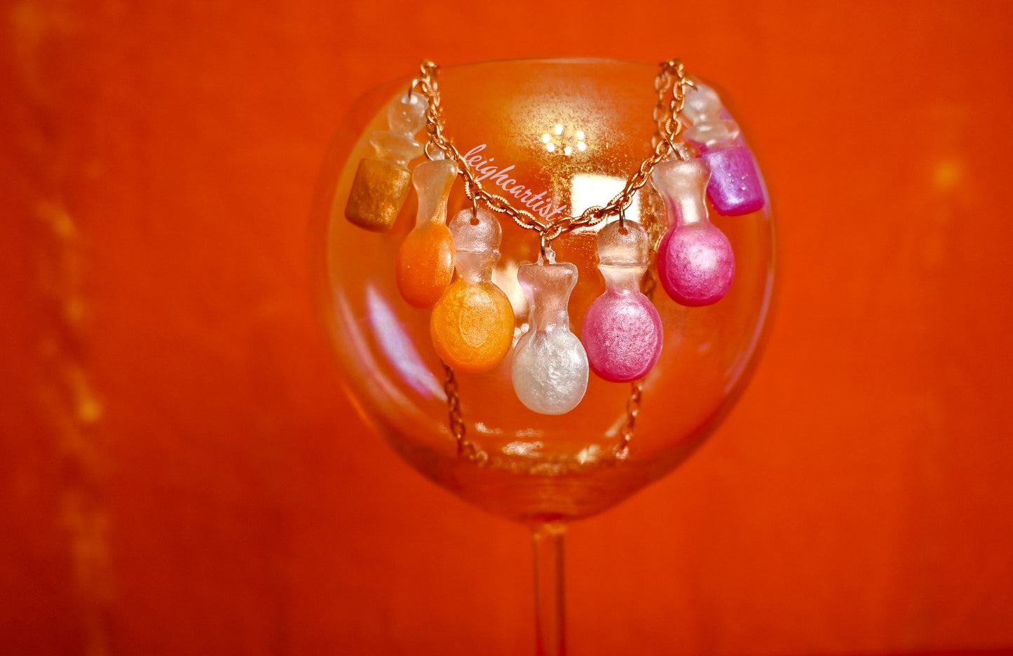 Lesbian Flag Potion Bottles Resin Necklace