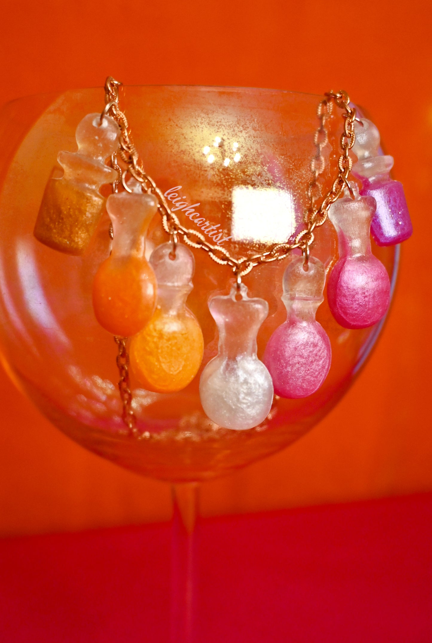 Lesbian Flag Potion Bottles Resin Necklace
