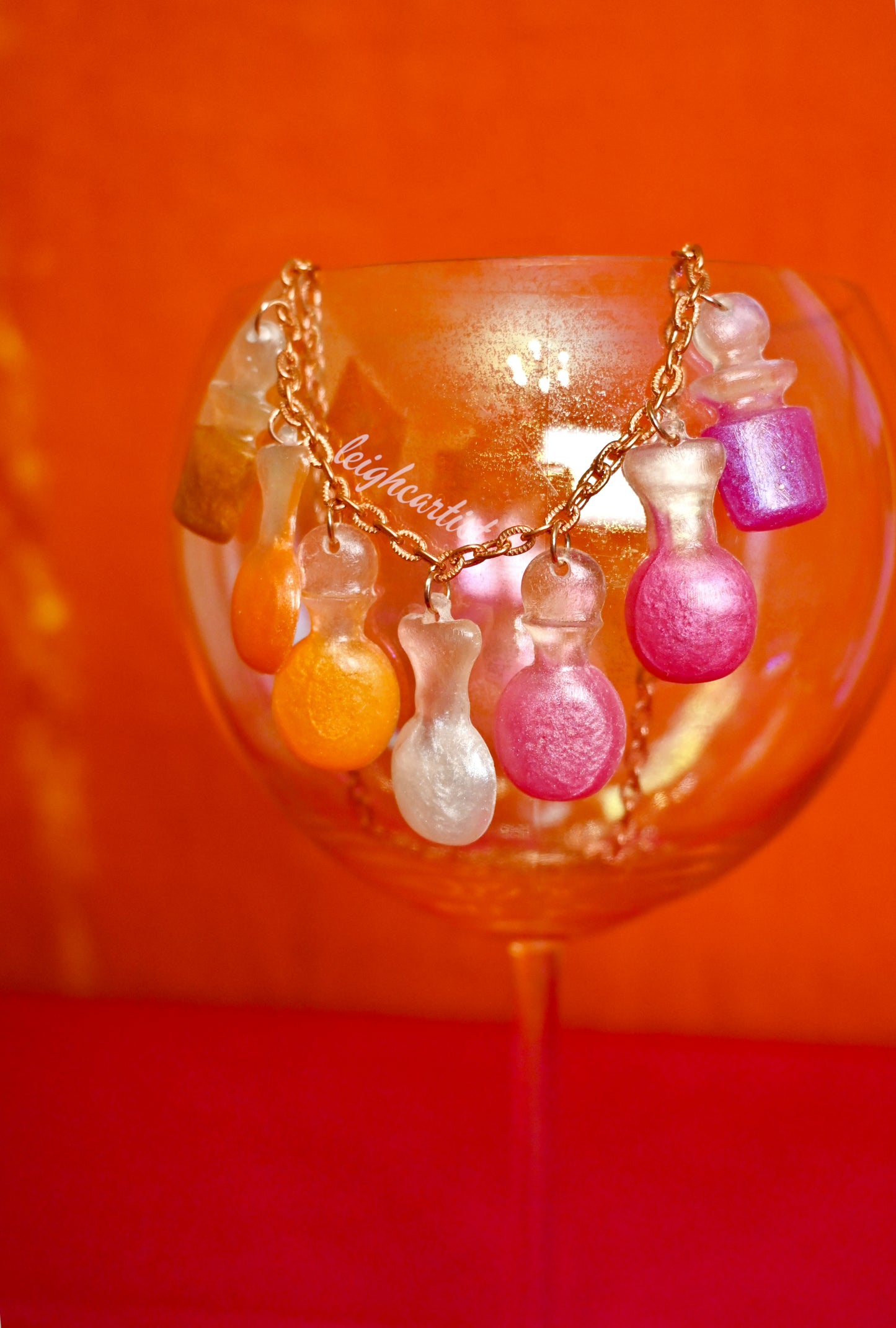 Lesbian Flag Potion Bottles Resin Necklace