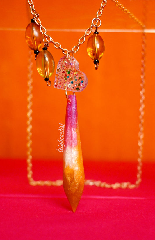 Lesbian Flag Beaded Crystal Resin Necklace
