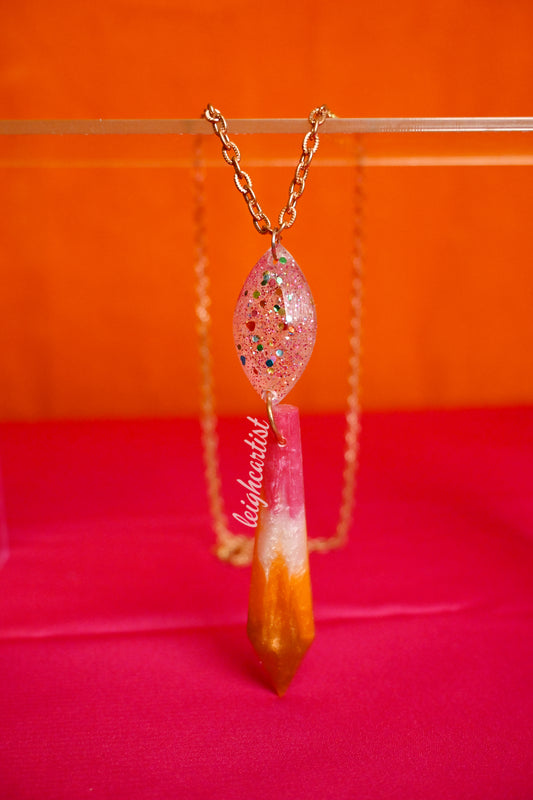 Lesbian Flag Crystal Resin Necklace