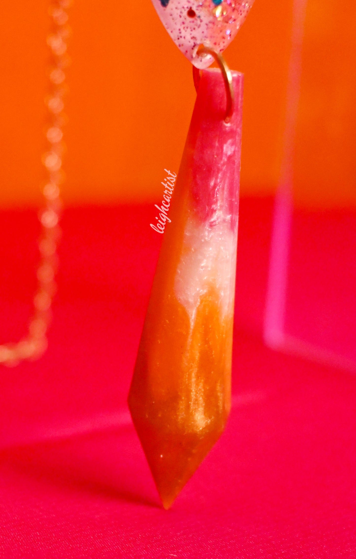 Lesbian Flag Crystal Resin Necklace