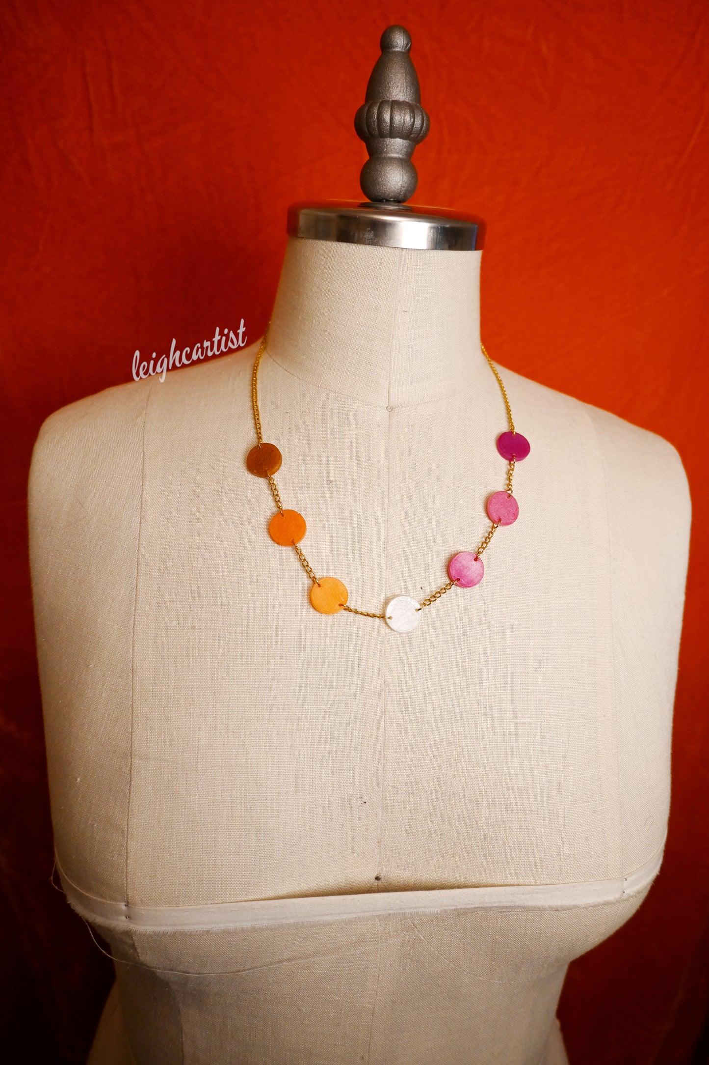 Lesbian Flag Circles Resin Necklace