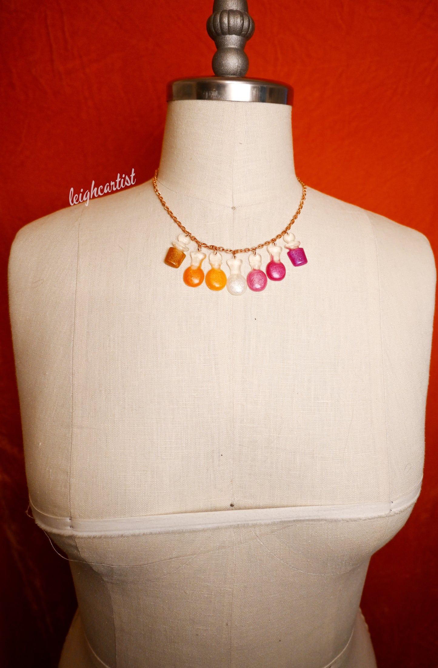 Lesbian Flag Potion Bottles Resin Necklace
