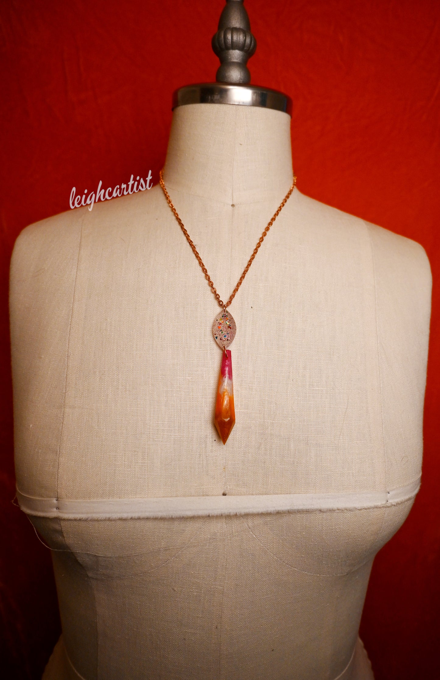 Lesbian Flag Crystal Resin Necklace