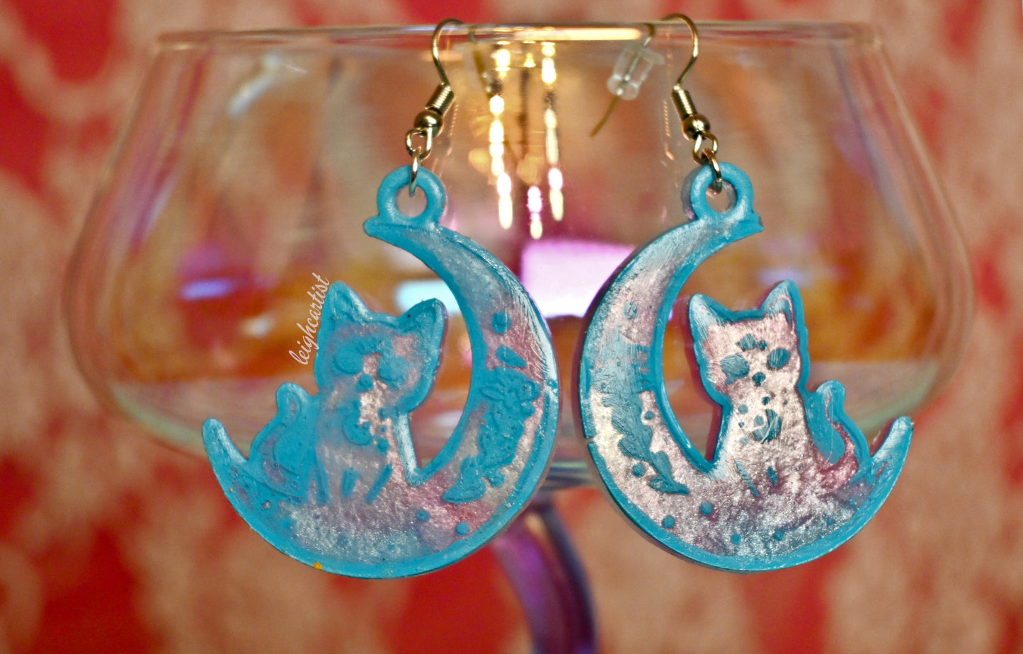 Transgender Flag Witchy Cats Resin Dangle Earrings